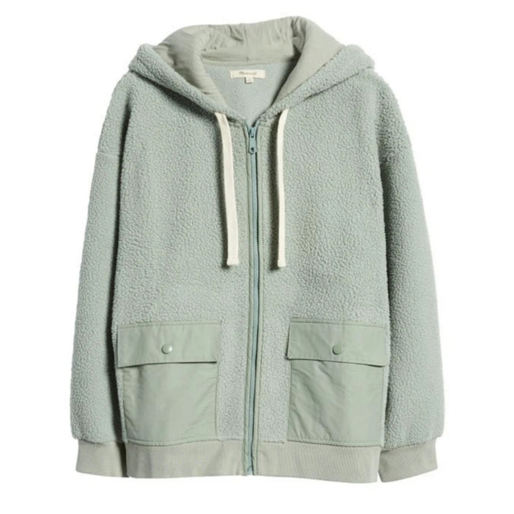 Madewell (Re)sourced Fleece Hooded Zip Jacket Size L